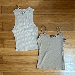 Bundled women’s  Zara nude tank crop top & spaghetti top